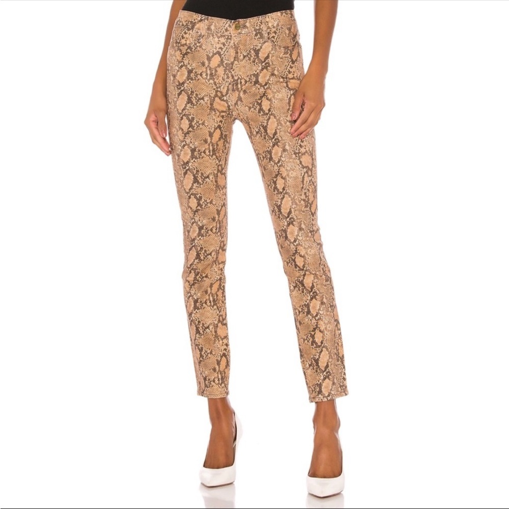 New Frame Le High Skinny Crop Coated Python Jeans High Rise Size 25